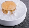 Pike caviar on ice close up Royalty Free Stock Photo