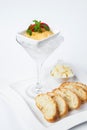 Pike caviar on ice with toast of toasted bread and Royalty Free Stock Photo