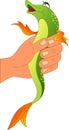 Pike fish in hand. Caught fish in hand. Royalty Free Stock Photo