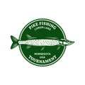 Pike fishing badge Royalty Free Stock Photo