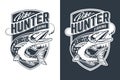 Pike Hunter Vector Emblem Design Royalty Free Stock Photo