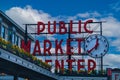 Pike Place Market Clock signage Royalty Free Stock Photo