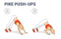 Pike Push-up Female Home Workout Exercise Guidance Colorful Concept Illustration