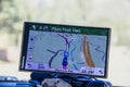 Pikes Peak Colorado USA - Garmin GPS sitting on dash of car showing road to Pikes Peak Royalty Free Stock Photo