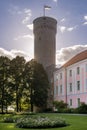 Pikk Hermann or Tall Hermann the tower of the Toompea Castle, on Toompea hill in Tallinn, the capital of Estonia Royalty Free Stock Photo