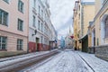 Pikk Street in winter, Tallinn, Estonia Royalty Free Stock Photo