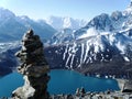 pila di sassi con vista monti Lhotse e Nuptse, Nepal Royalty Free Stock Photo