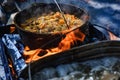 Pilaf cooking bowler bonfire boiler, campfire carrots