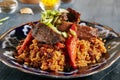 Pilaf, Pilau or Plov with Beef Meat