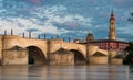 Pilar Cathedral and bridge in Zaragoza city Spain Royalty Free Stock Photo