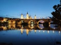 Water, Bridge, reflection,Pilar, Zaragoza Royalty Free Stock Photo