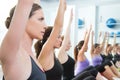 Pilates aerobic women group with stability ball Royalty Free Stock Photo