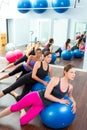 Pilates aerobic women group with stability ball Royalty Free Stock Photo