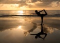 Pilates in the beach Royalty Free Stock Photo