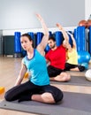 Pilates exercise the mermaid stretching obliques Royalty Free Stock Photo