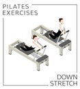 Pilates Exercise Pose Down Stretch on the Reformer Vector Royalty Free Stock Photo