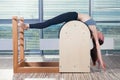 Pilates, fitness, sport, training and people Royalty Free Stock Photo