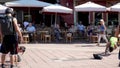 Pilates group performing at the Cours Saleya Food market