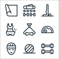 pilates line icons. linear set. quality vector line set such as dumbbells, pilates, headband, yoga, exercise, diet, yoga,