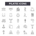 Pilates line icons, signs, vector set, outline illustration concept