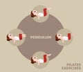 Pilates Moves Exercises Pendulum Cute Cartoon Vector Illustration