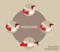 Pilates Moves Exercises Rocking Cute Cartoon Vector Illustration