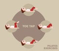 Pilates Moves Exercises Toe Tap Cute Cartoon Vector Illustration