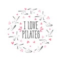 Pilates poses in shape of a circle.Ideal for greeting cards, wall decor, textile design.