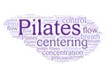 Pilates principles word cloud - horizontal purple variant