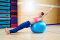 Pilates woman abdo fitball exercise gym workout Royalty Free Stock Photo