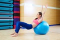 Pilates woman abdo fitball exercise gym workout Royalty Free Stock Photo