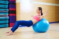 Pilates woman abdo fitball exercise gym workout Royalty Free Stock Photo