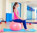 Pilates woman fitball swiss ball exercise workout Royalty Free Stock Photo