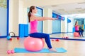 Pilates woman fitball swiss ball exercise workout Royalty Free Stock Photo