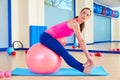 Pilates woman fitball swiss ball exercise workout Royalty Free Stock Photo