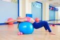 Pilates woman fitball swiss ball exercise workout Royalty Free Stock Photo