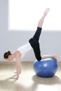 Pilates woman stability ball gym fitness yoga Royalty Free Stock Photo