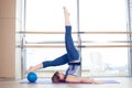 Pilates woman stability ball gym fitness yoga Royalty Free Stock Photo