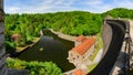 The Pilchowice Dam on the Bobr River, the highest stone-arch dam and the second highest water dam in Poland.