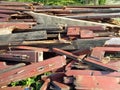 A bunch of old painted wood planks Royalty Free Stock Photo