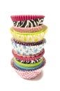 Pile of all colors cupcake paper cups. Royalty Free Stock Photo