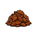 Pile of Almonds Cartoon Style Isolated on White Royalty Free Stock Photo