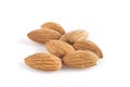 Pile of almonds isolated on white background Royalty Free Stock Photo