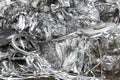 A pile of aluminum foil sorted for recycling close