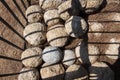 Ancient medieval round stone cannonballs