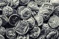 Pile of Ancient Silver Coins Royalty Free Stock Photo