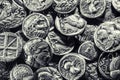 Pile of Ancient Silver Coins Royalty Free Stock Photo