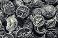 Pile of Ancient Silver Coins Royalty Free Stock Photo