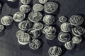 Pile of Ancient Silver Coins Royalty Free Stock Photo