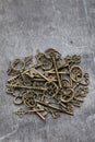 Pile of antique golden keys Royalty Free Stock Photo